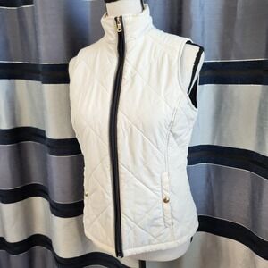 Lauren Ralph Lauren Off White Ivory‎ Puffy Quilted Zip Up Vest Womens Small